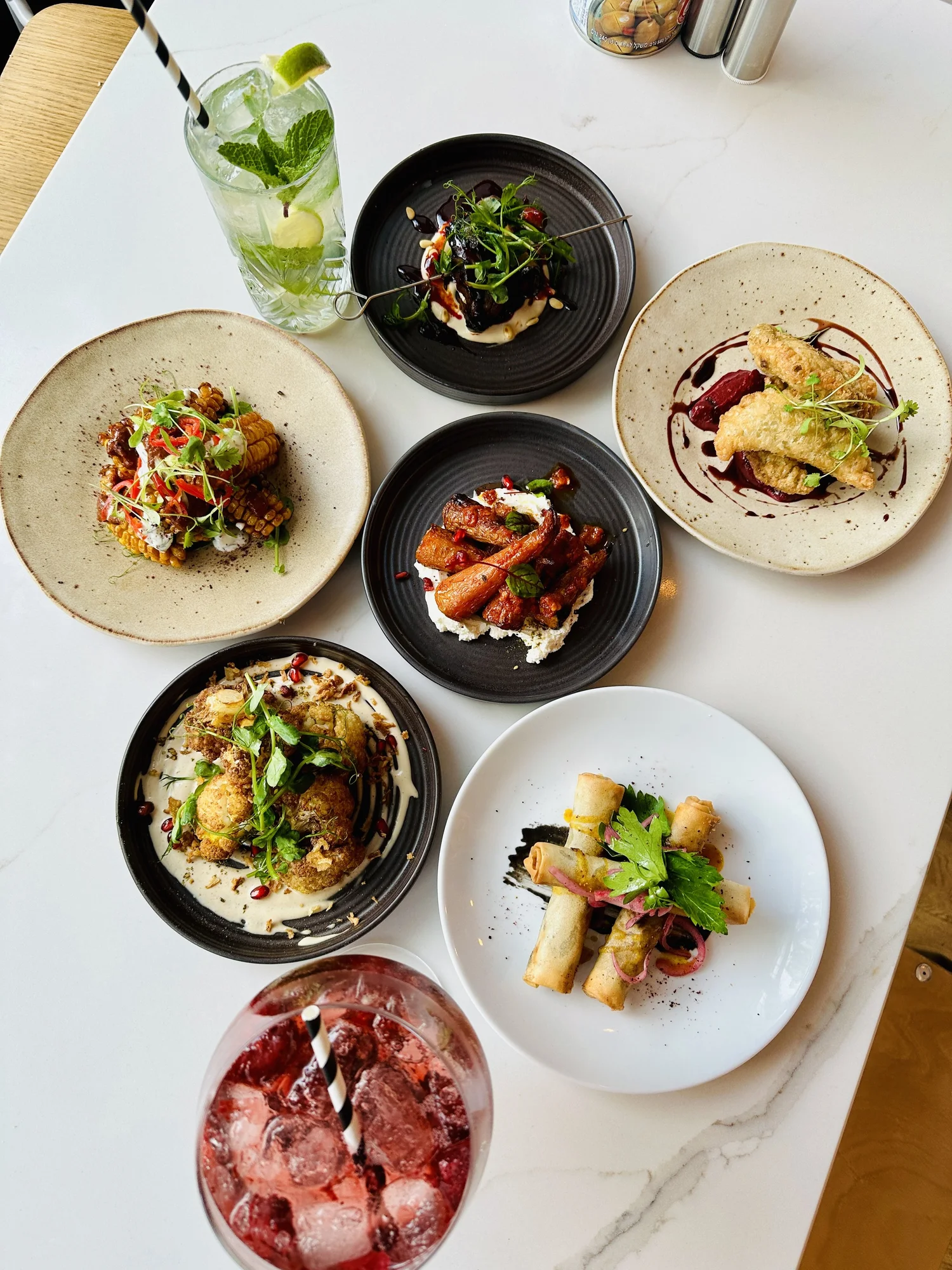 A spread of Yafo dishes, from Yafo's own photography